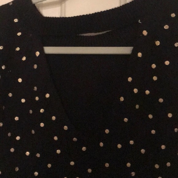 Loft black & gold polkadot sweater cutout small - Picture 8 of 9